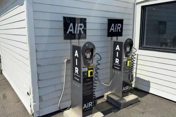 Automated air pumps at a Vineyard Haven gas station.