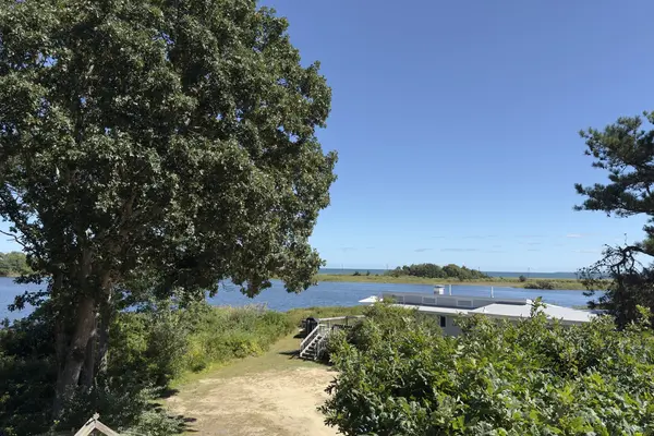 Harthaven, Oak Bluffs: the path down to the water, with Nantucket Sound beyond