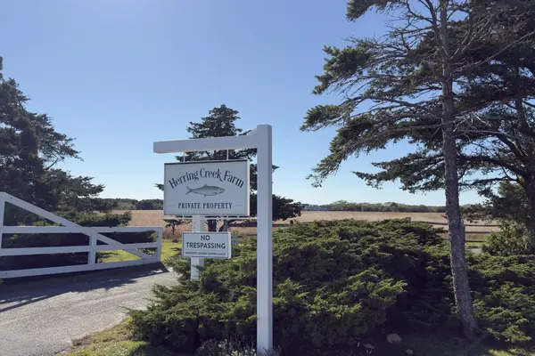 The private gate of Herring Creek Farm in Katama