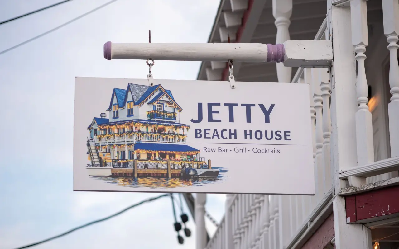 Jetty Beach House sign in Oak Bluffs