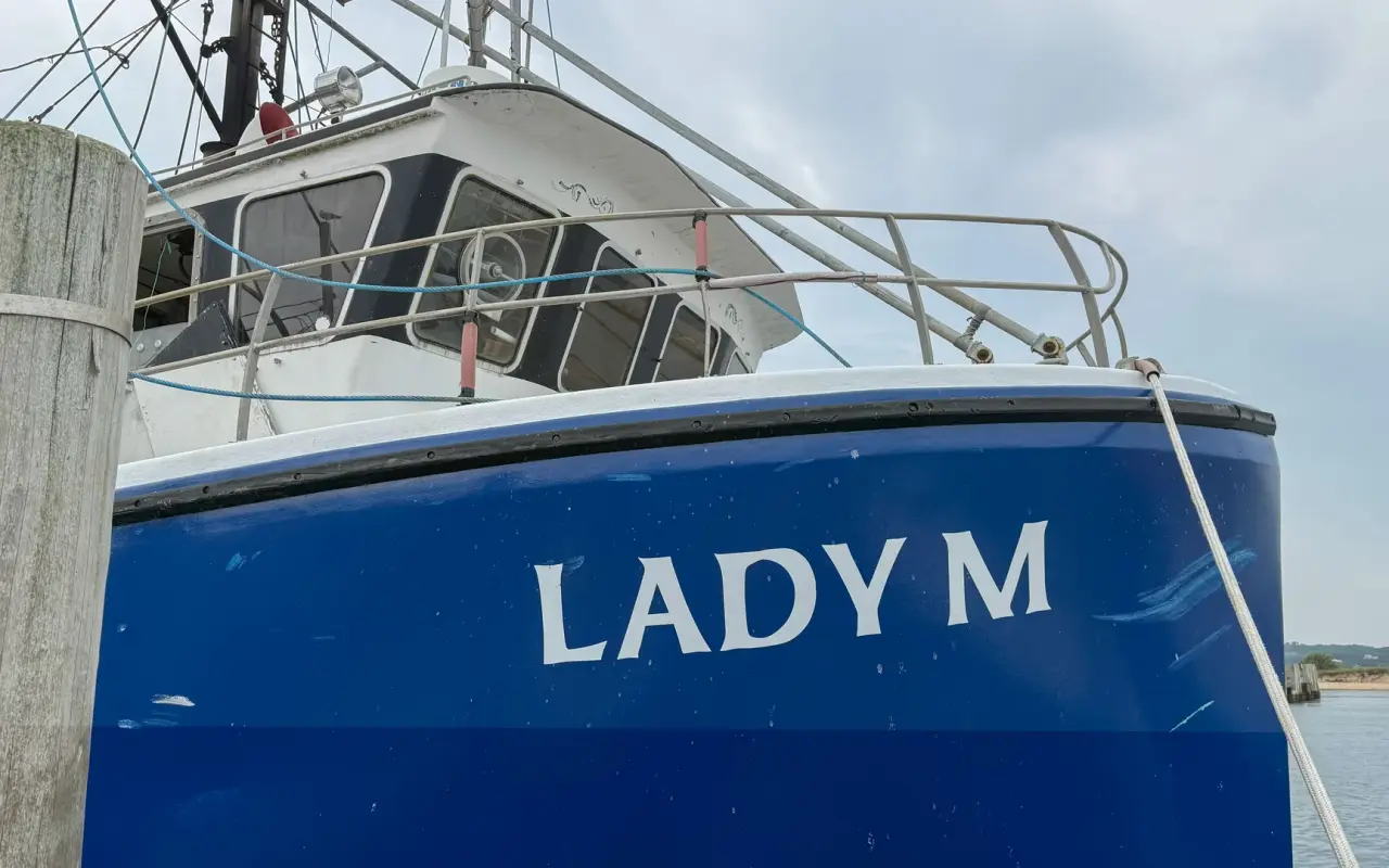 Fishing boat Lady M in Menemsha harbor on Martha's Vineyard
