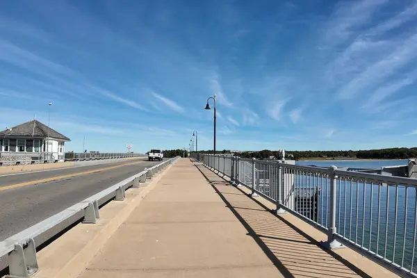 On top of the Lagoon Pond drawbridge
