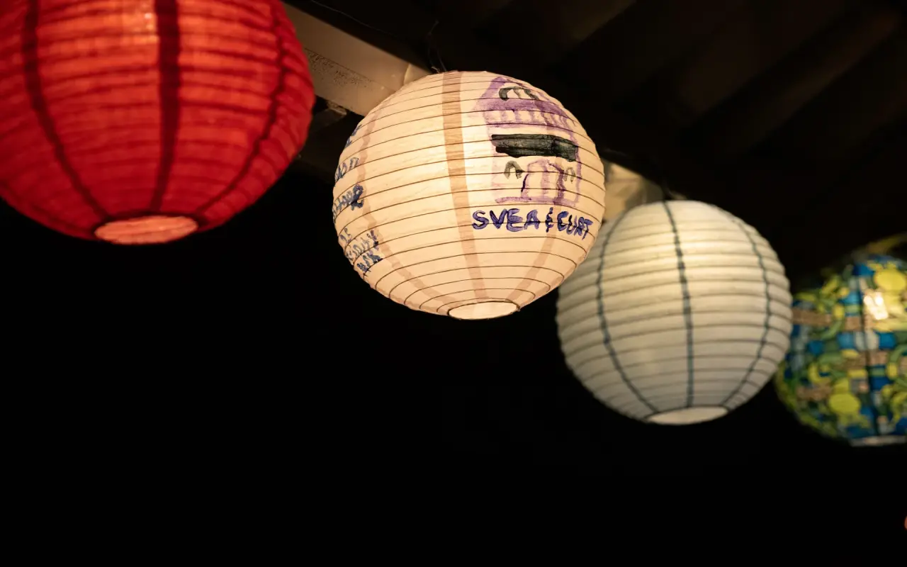 Paper lanterns lit during Illumination Night in Oak Bluffs
