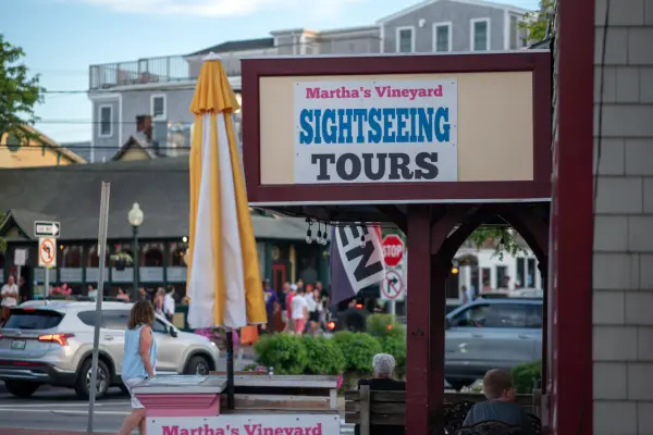 The sightseeing tour stand between departures