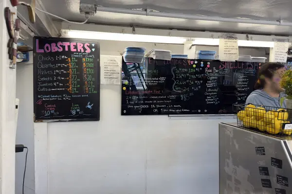 Lobster prices at Menemsha Fish Market, October 2026