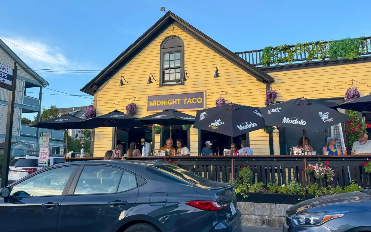 Midnight Taco restaurant patio in Oak Bluffs on a summer evening