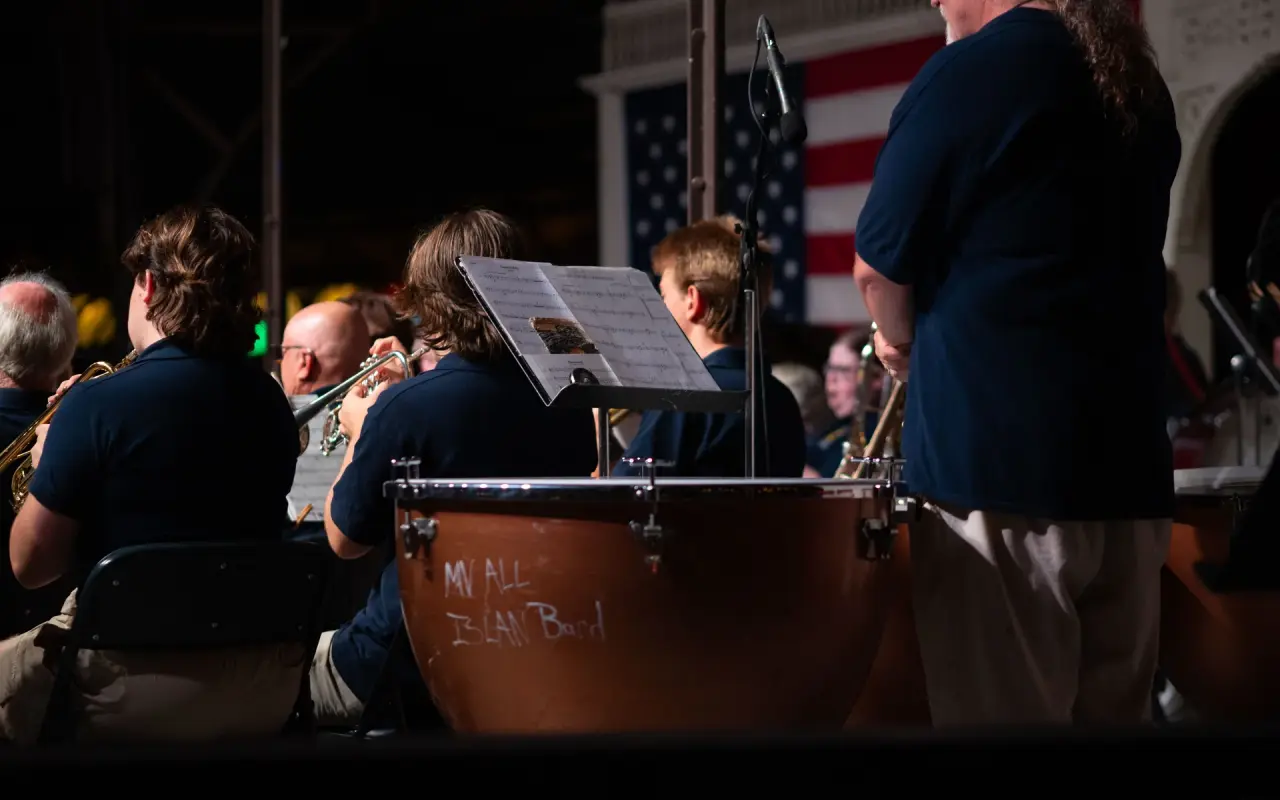 The MV All Island Band performing on the Tabernacle stage on Illumination Night