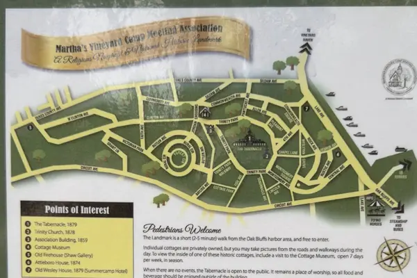The Campground map on the Association's notice board: seven points of interest