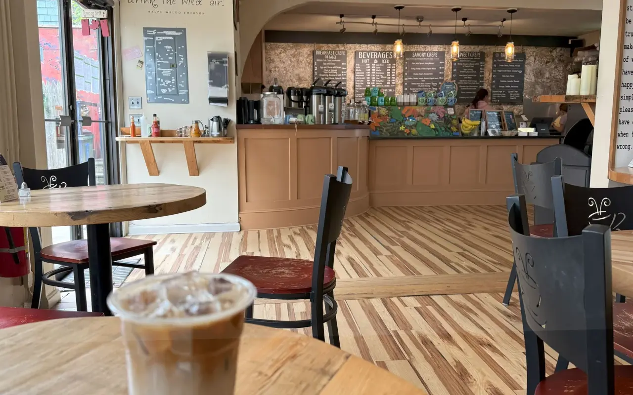 Interior of Nats Nook cafe in Vineyard Haven with coffee counter