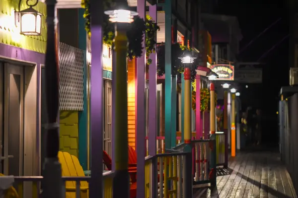 Colorful buildings at Oak Bluffs Harbor