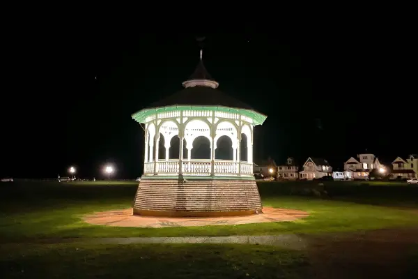 The Ocean Park bandstand glowing at night