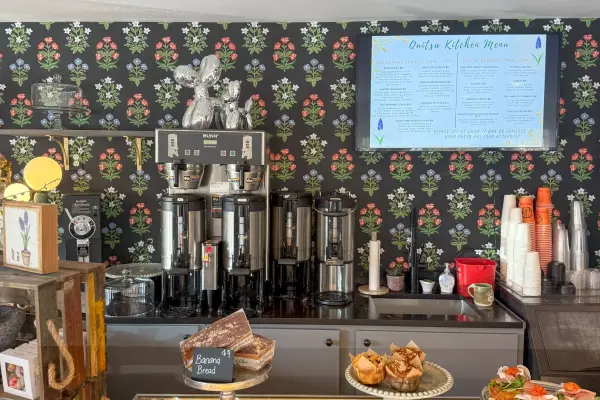 Quitsa Kitchen counter and coffee station in Vineyard Haven
