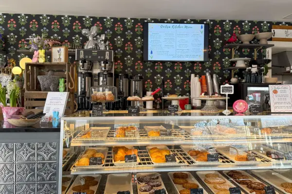 The pastry case at Quitsa Kitchen, the bakery cafe on State Road.