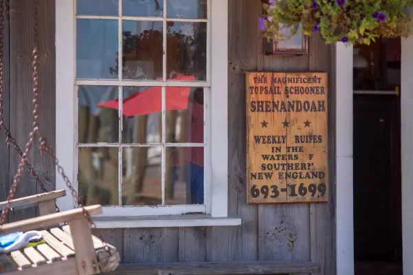 The old Shenandoah sign on the Black Dog Wharf porch, Vineyard Haven