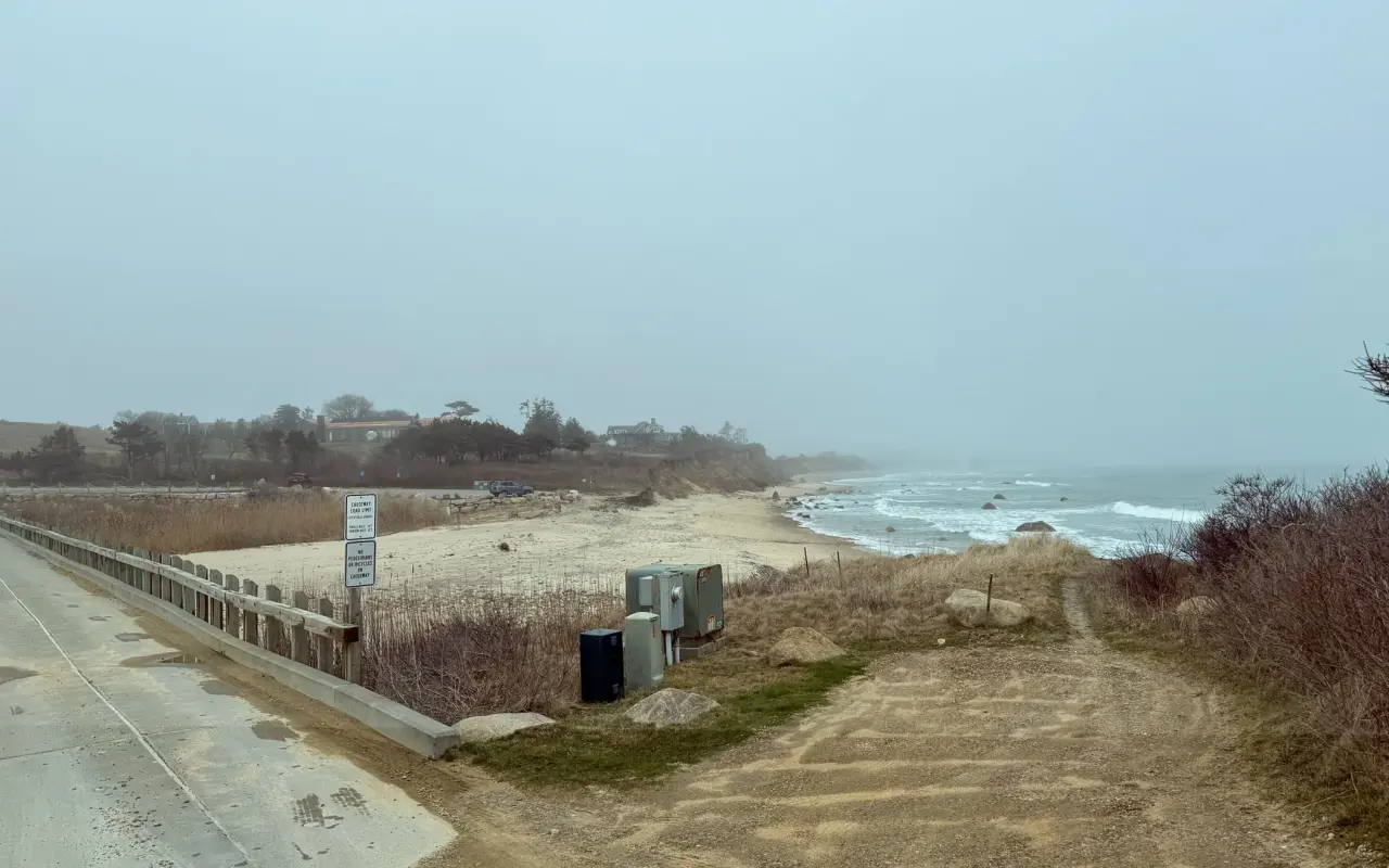 Squibnocket Beach in Chilmark shrouded in fog