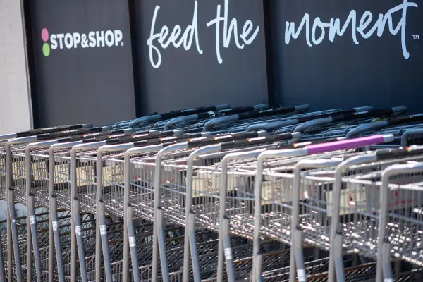 Carts stacked outside the Water Street Stop and Shop