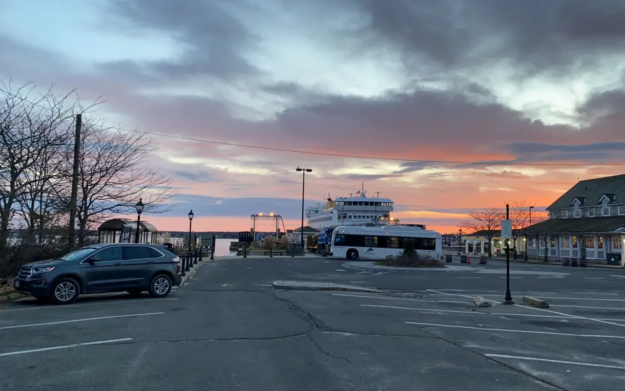 Sunrise over the ferry at Vineyard Haven on Martha’s Vineyard