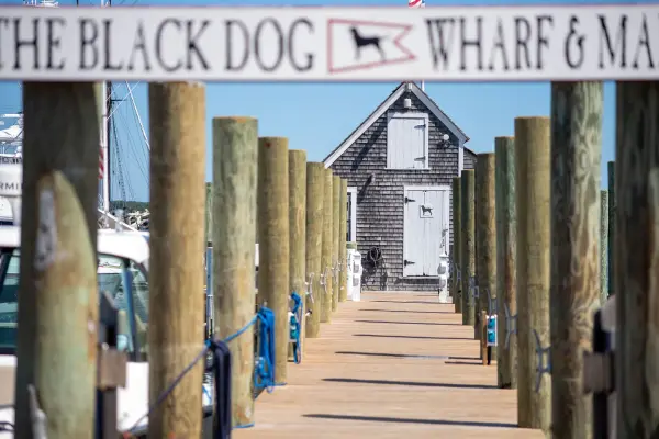 Down the Black Dog Wharf toward the shed at the end