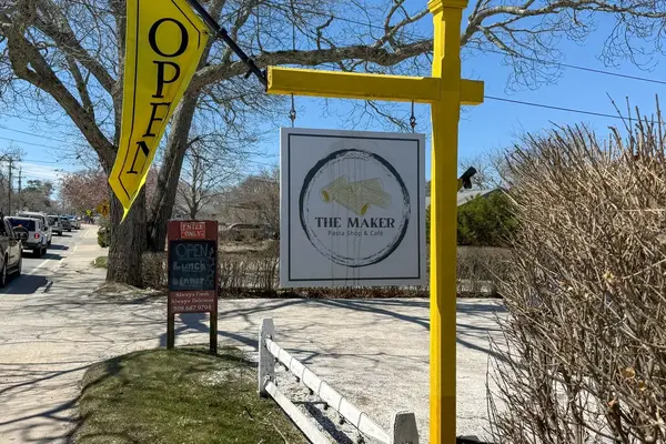 The Maker Pasta Shop open sign, Vineyard Haven