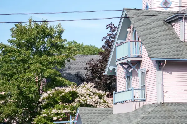 The pink Oak Bluffs Inn