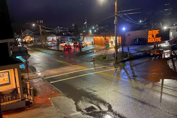 Five Corners view on a rainy day