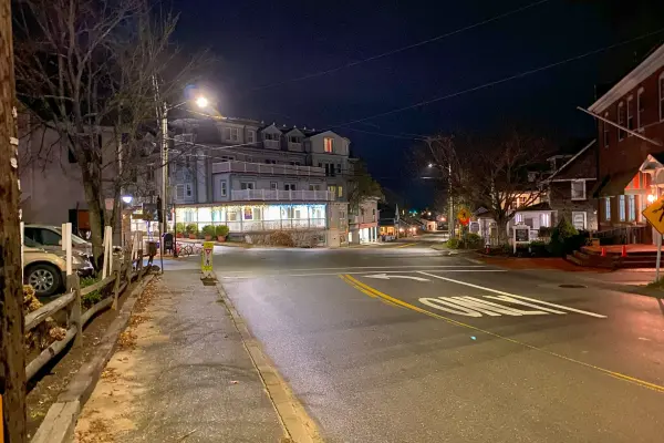 Empty downtown Vineyard Haven at evening