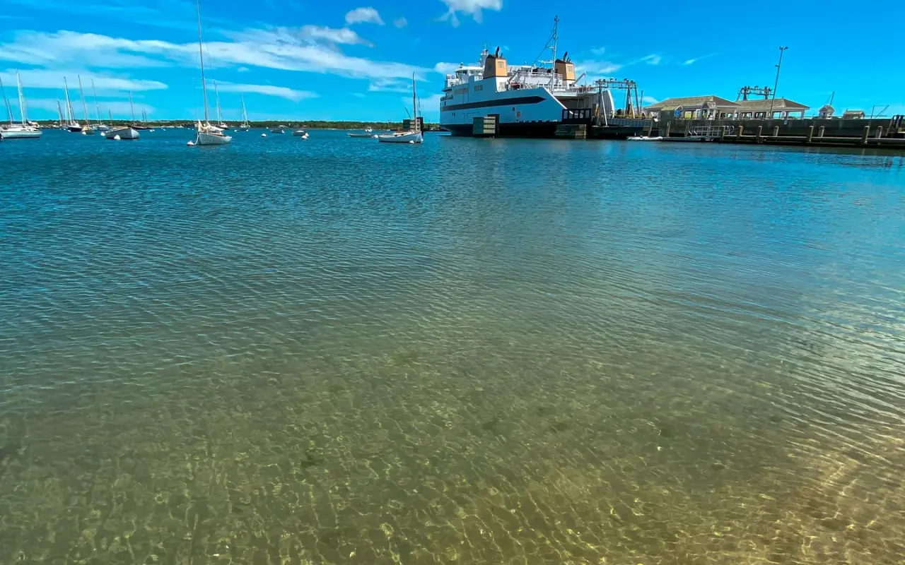 A Steamship Authority ferry arriving at Vineyard Haven