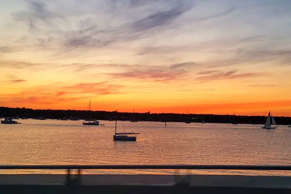 Vineyard Haven Harbor at sunset