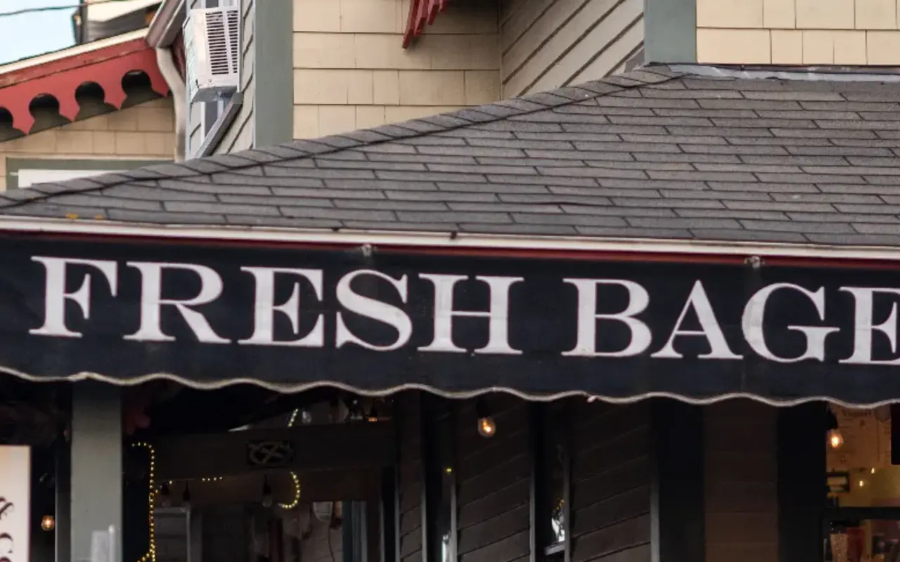 Fresh Bagels awning at Vineyards Ice Cream and Coffee Co in Oak Bluffs
