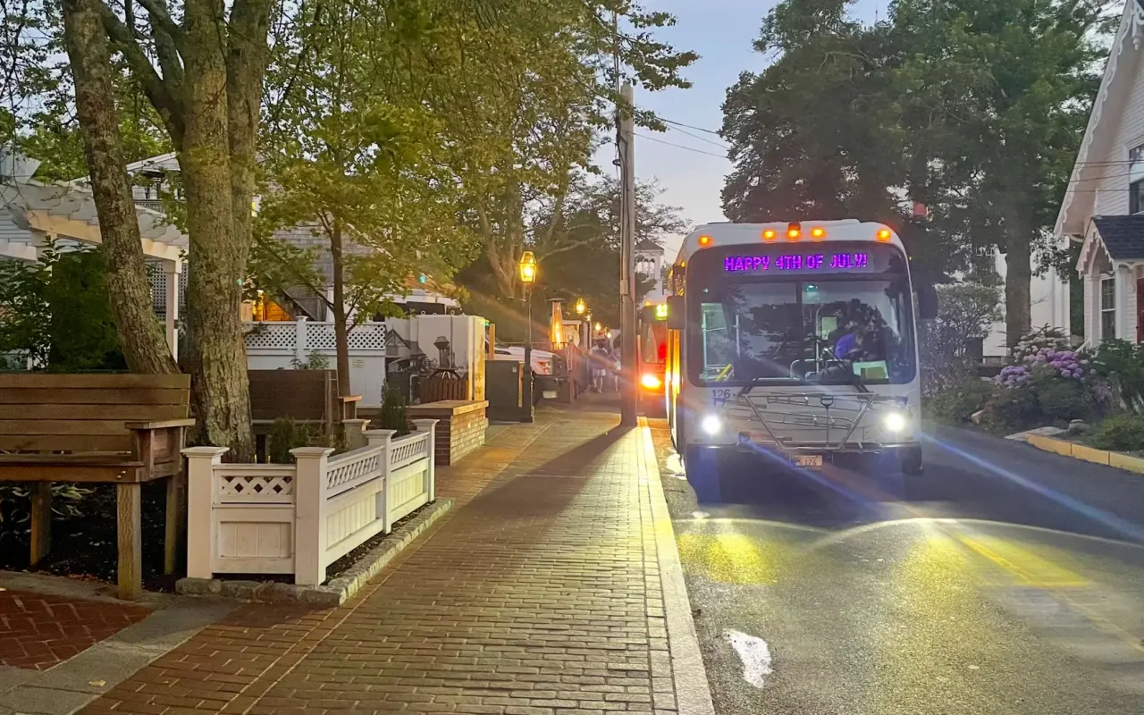VTA bus decorated for 4th of July celebrations in Edgartown