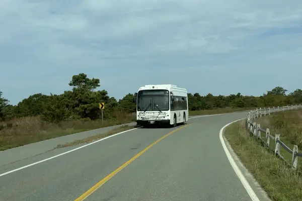 The Route 8 bus on the road out to South Beach