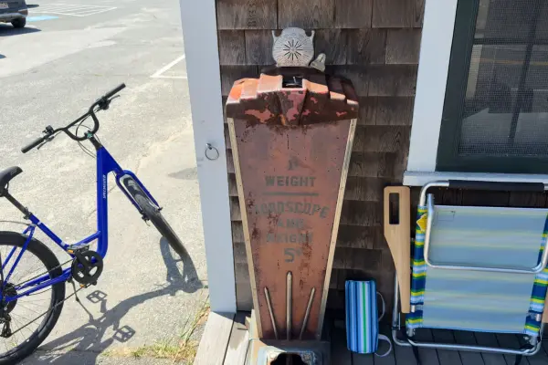 The vintage nickel scale outside Alley's still promises your weight and horoscope