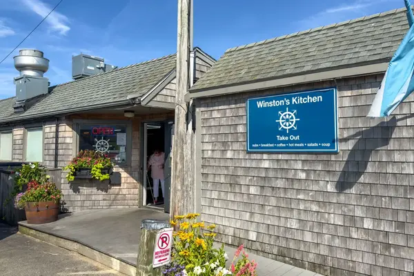 Winston's Kitchen take-out sign in Oak Bluffs