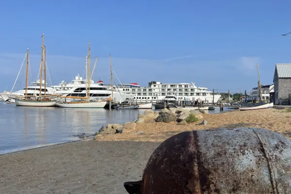 Yachts off the harbor beach