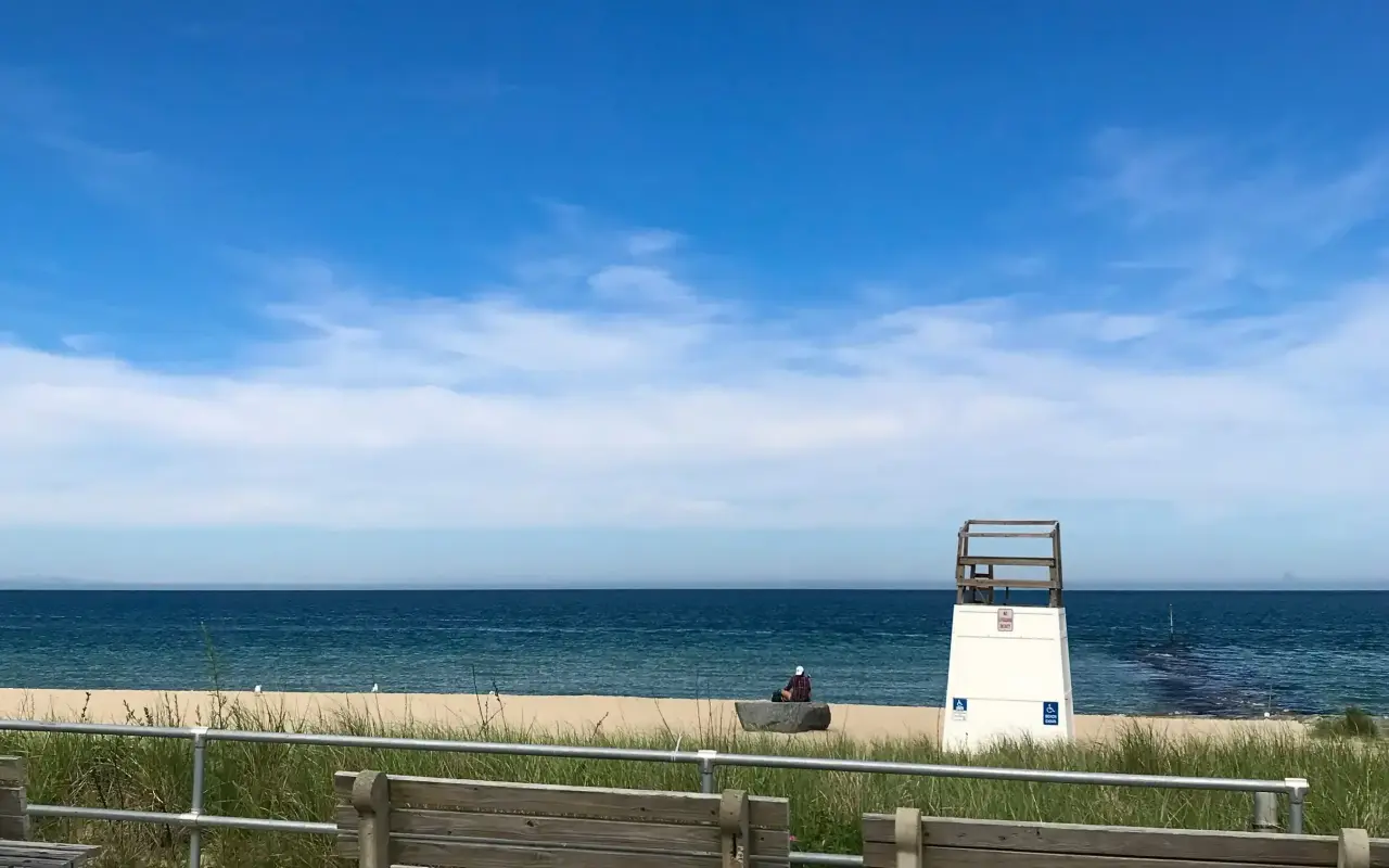 Lifeguard stand at a town beach in Oak Bluffs