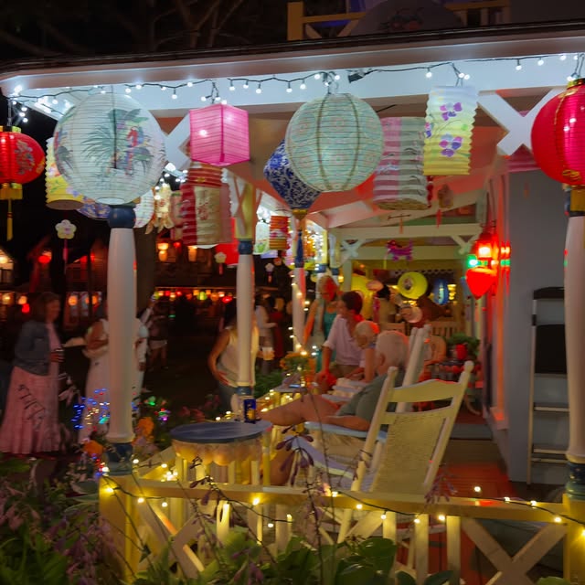 Illumination Night in Oak Bluffs, when the Camp Ground cottages light up with paper lanterns. Painte...