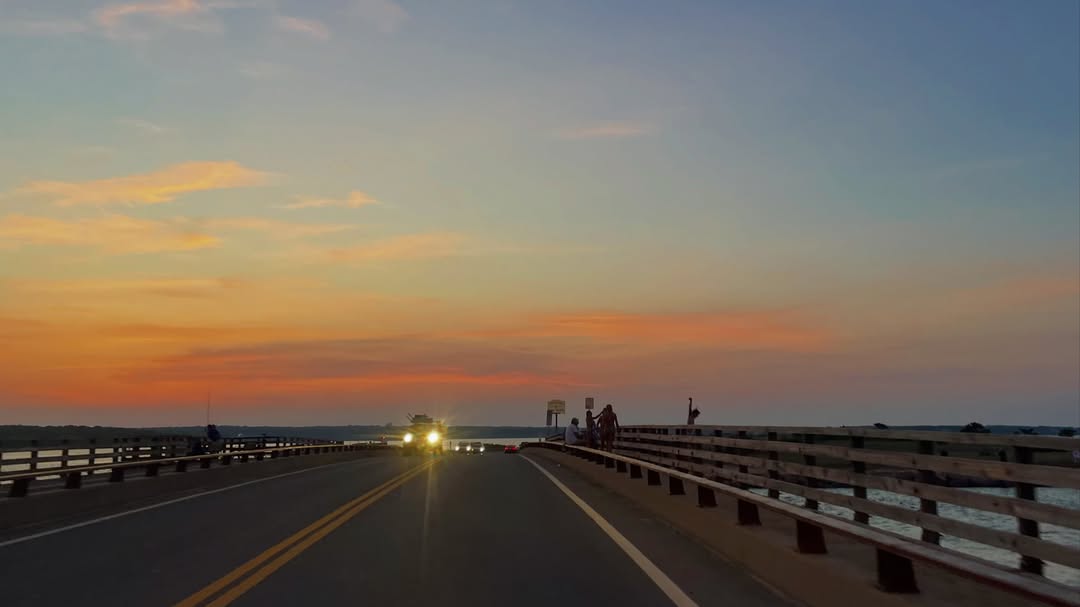 Sunset over Jaws Bridge on the Oak Bluffs–Edgartown line, made famous by the 1975 film. A classic Ma...