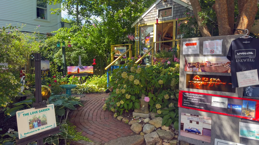 Tucked down a garden path off Main Street in Vineyard Haven — the Michael Johnson Photo Gallery, fra...