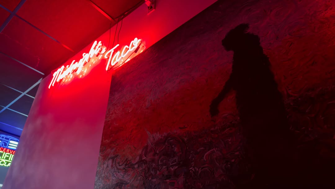 Inside Midnight Taco in Oak Bluffs — a craft taqueria and tequila bar, art-filled, neon glow, and a...