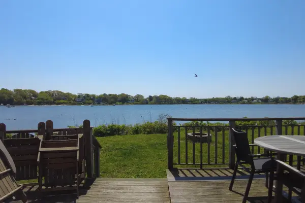Backyard deck overlooking the water in Vineyard Haven
