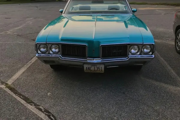 Classic teal car parked in Vineyard Haven