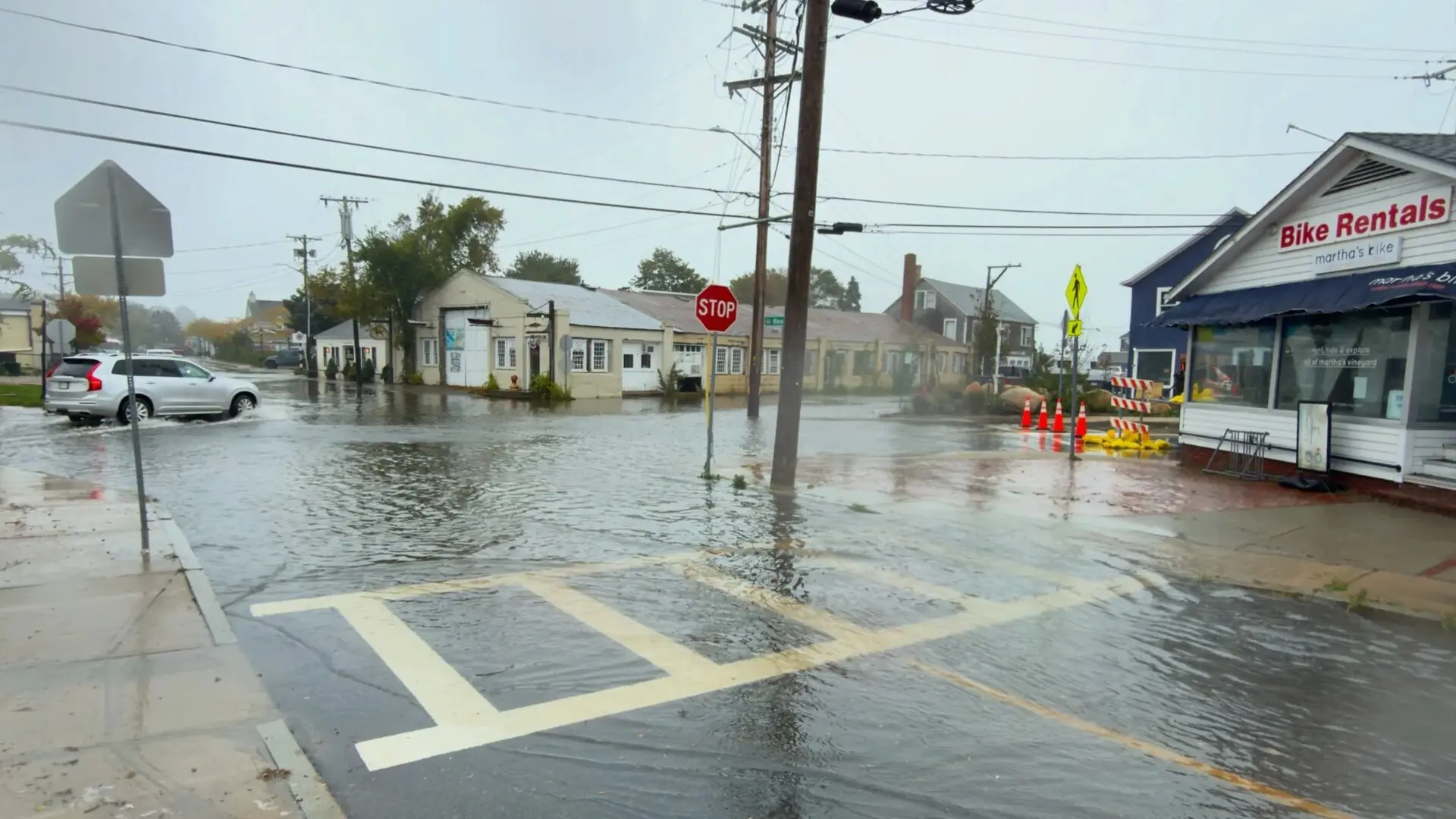 Five Corners under water on Saturday