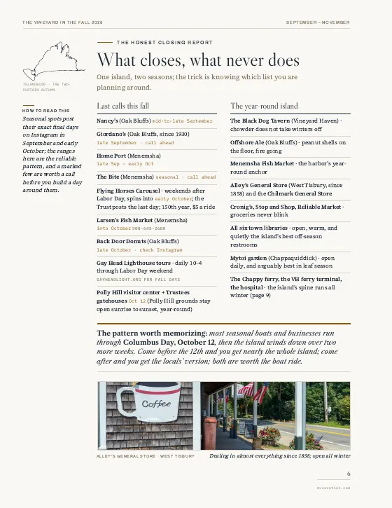 Inside The Vineyard in the Fall: What closes, what never does page